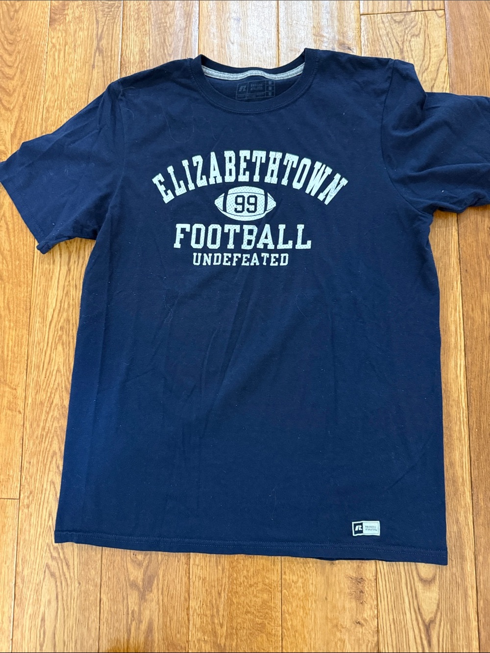 Russell Athletic Navy Blue Elizabethtown College Blue Jays Football Tee sz med